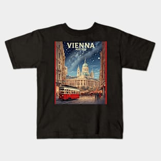 Vienna Austria Starry Night Vintage Travel Poster Tourism Kids T-Shirt